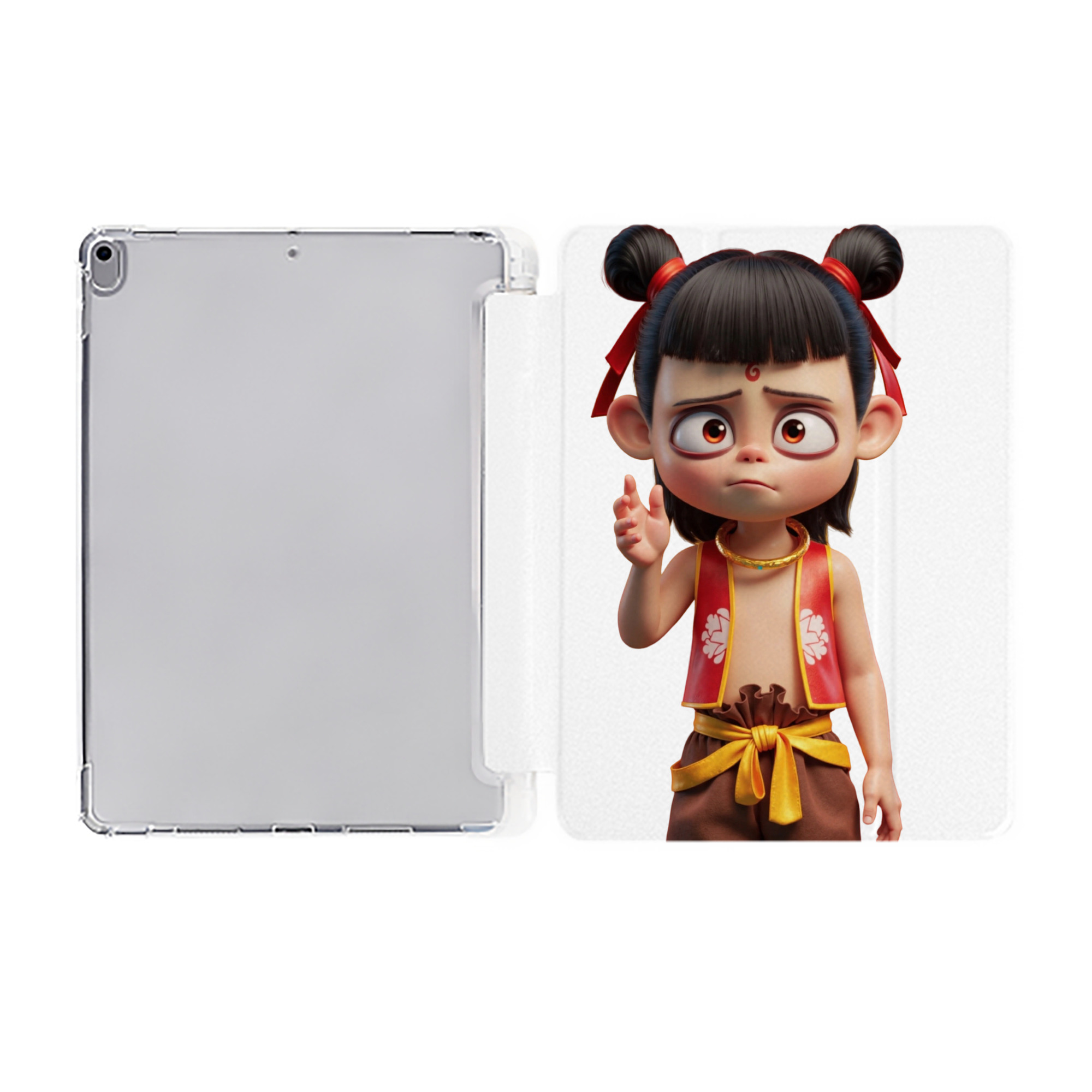 （画像用） Ne Zha 2 ナタ 魔童の大暴れ IPad ケース ペン収納付き 三つ折りスタンド PUレザー×シリコン 対応機種9.5/10.5/10.9インチ